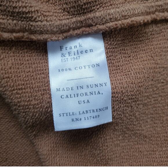 Frank & Eileen Belfast Sweatshirt Trench Coat Camel Triple Fleece Large FLAW - Picture 10 of 14